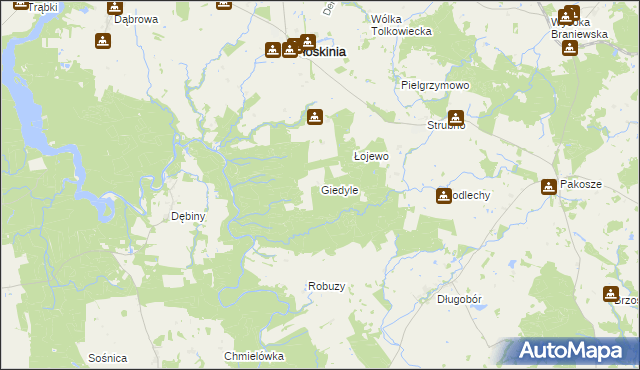 mapa Giedyle, Giedyle na mapie Targeo