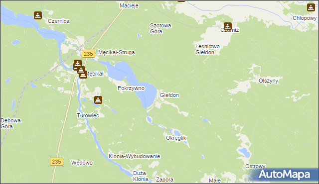mapa Giełdon, Giełdon na mapie Targeo