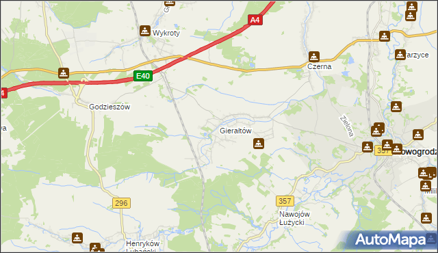 mapa Gierałtów, Gierałtów na mapie Targeo