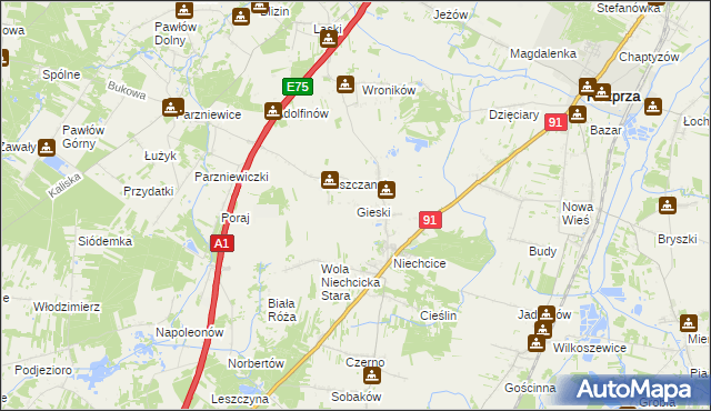 mapa Gieski, Gieski na mapie Targeo