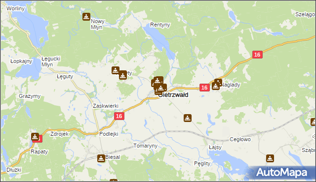 mapa Gietrzwałd, Gietrzwałd na mapie Targeo