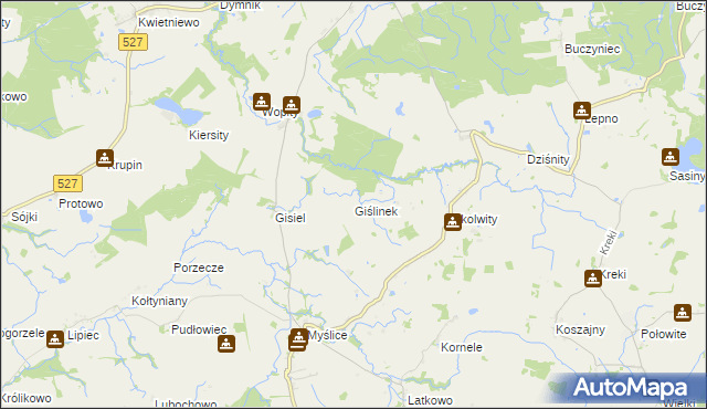 mapa Giślinek, Giślinek na mapie Targeo