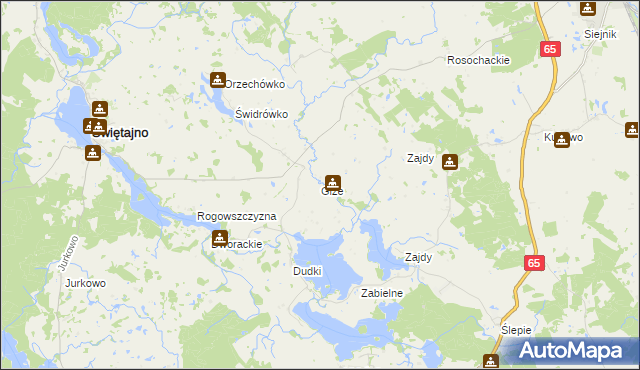 mapa Giże gmina Świętajno, Giże gmina Świętajno na mapie Targeo