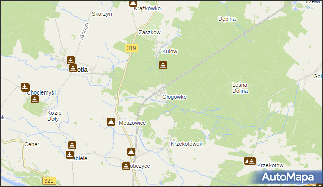 mapa Głogówko gmina Kotla, Głogówko gmina Kotla na mapie Targeo