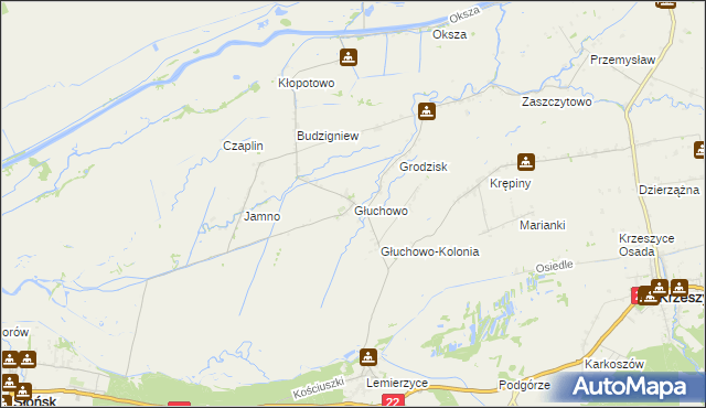 mapa Głuchowo gmina Słońsk, Głuchowo gmina Słońsk na mapie Targeo