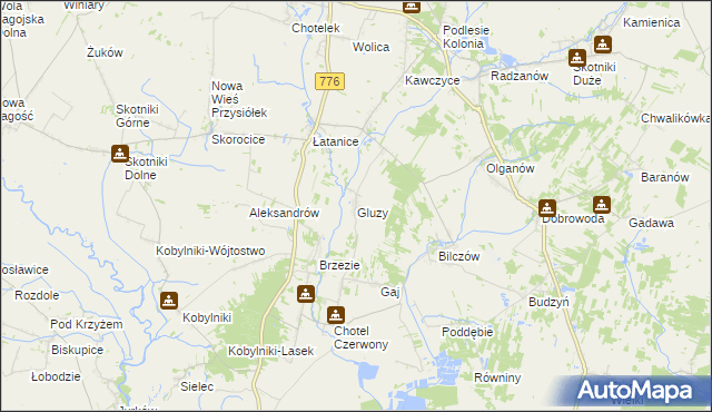 mapa Gluzy, Gluzy na mapie Targeo
