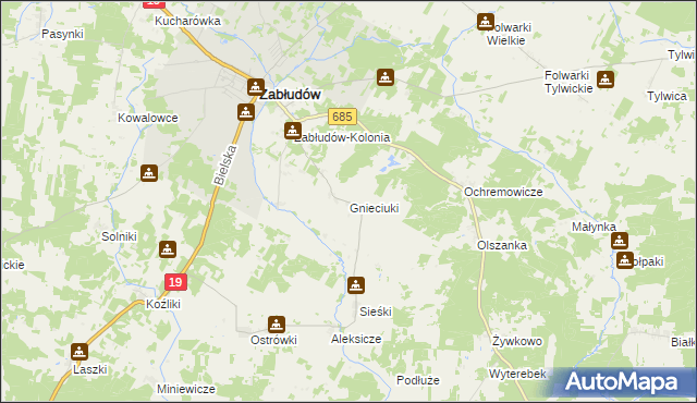 mapa Gnieciuki, Gnieciuki na mapie Targeo