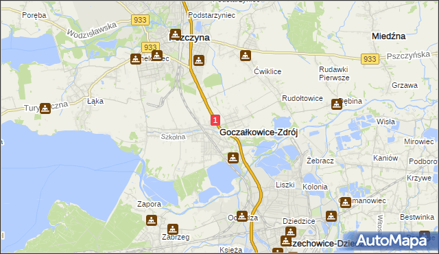 mapa Goczałkowice-Zdrój, Goczałkowice-Zdrój na mapie Targeo