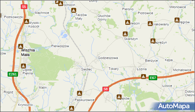 mapa Godzieszowa, Godzieszowa na mapie Targeo