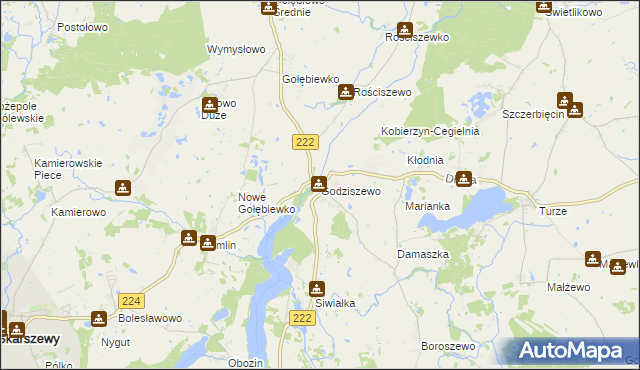 mapa Godziszewo gmina Skarszewy, Godziszewo gmina Skarszewy na mapie Targeo