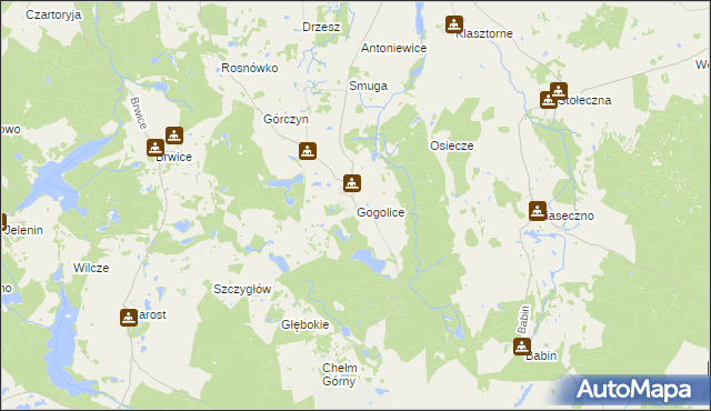 mapa Gogolice gmina Trzcińsko-Zdrój, Gogolice gmina Trzcińsko-Zdrój na mapie Targeo