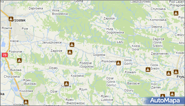 mapa Gogołów gmina Frysztak, Gogołów gmina Frysztak na mapie Targeo