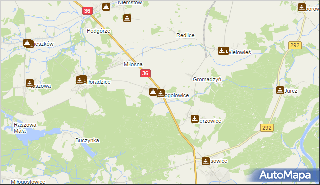 mapa Gogołowice gmina Lubin, Gogołowice gmina Lubin na mapie Targeo