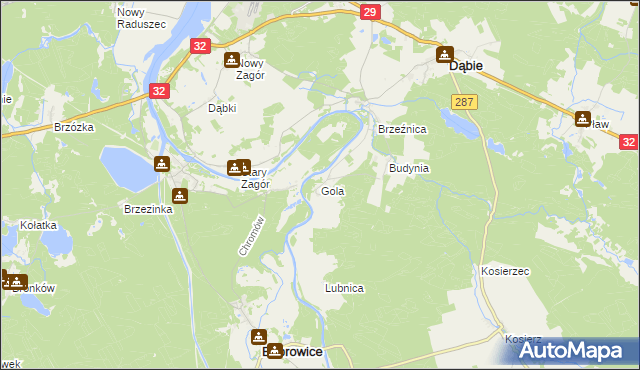 mapa Gola gmina Dąbie, Gola gmina Dąbie na mapie Targeo