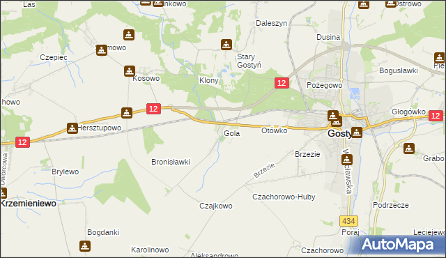 mapa Gola gmina Gostyń, Gola gmina Gostyń na mapie Targeo