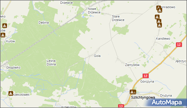 mapa Gola gmina Szlichtyngowa, Gola gmina Szlichtyngowa na mapie Targeo