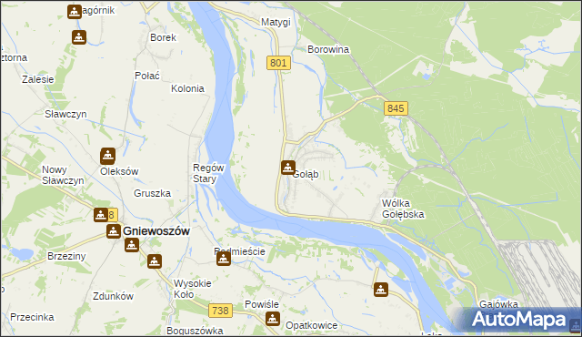 mapa Gołąb gmina Puławy, Gołąb gmina Puławy na mapie Targeo