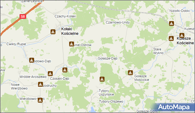 mapa Gołasze-Dąb, Gołasze-Dąb na mapie Targeo