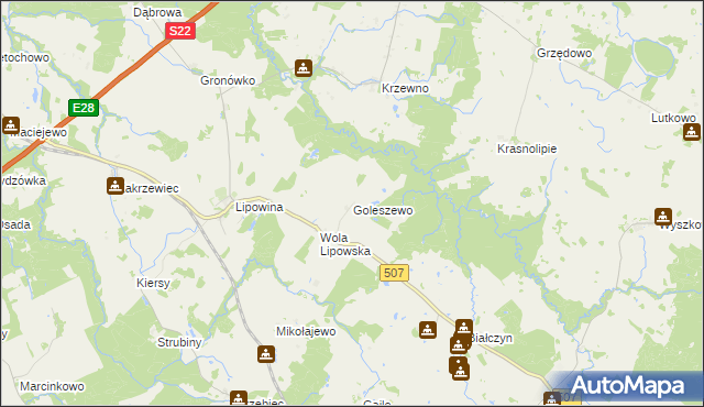 mapa Goleszewo, Goleszewo na mapie Targeo
