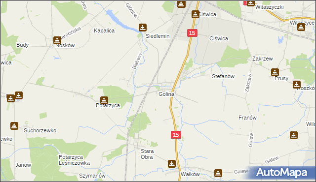 mapa Golina gmina Jarocin, Golina gmina Jarocin na mapie Targeo