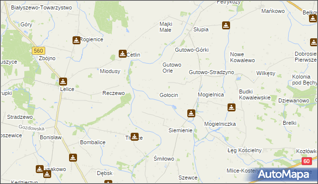 mapa Gołocin, Gołocin na mapie Targeo