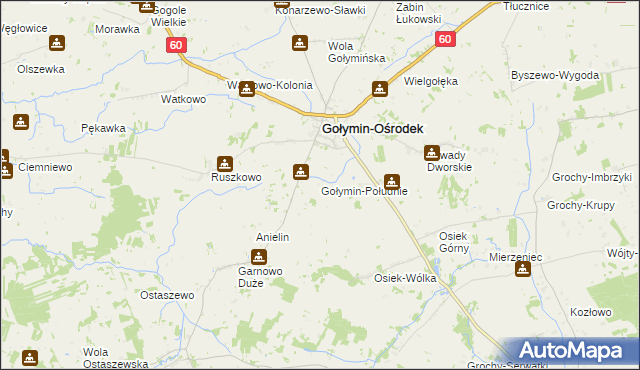 mapa Gołymin-Południe, Gołymin-Południe na mapie Targeo