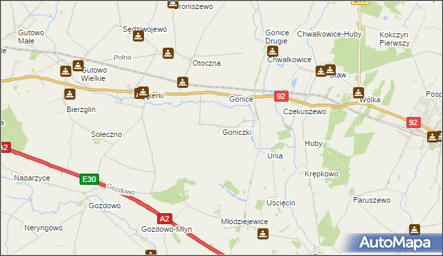 mapa Goniczki, Goniczki na mapie Targeo