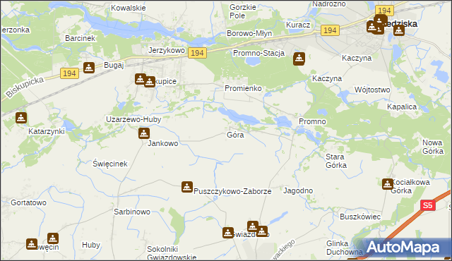 mapa Góra gmina Pobiedziska, Góra gmina Pobiedziska na mapie Targeo