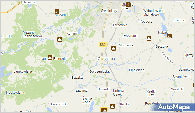 mapa Gorczenica, Gorczenica na mapie Targeo