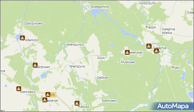 mapa Górki gmina Kołczygłowy, Górki gmina Kołczygłowy na mapie Targeo