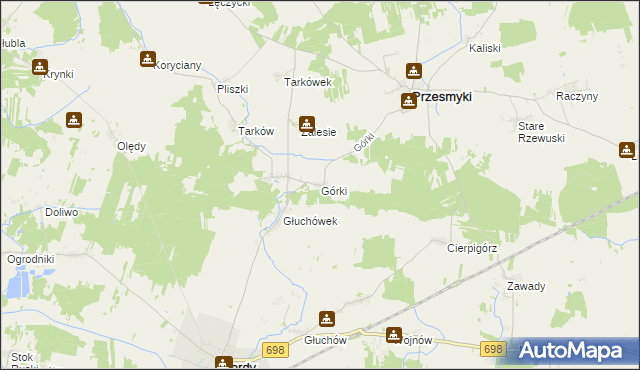 mapa Górki gmina Przesmyki, Górki gmina Przesmyki na mapie Targeo