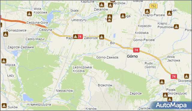 mapa Górno-Zawada, Górno-Zawada na mapie Targeo