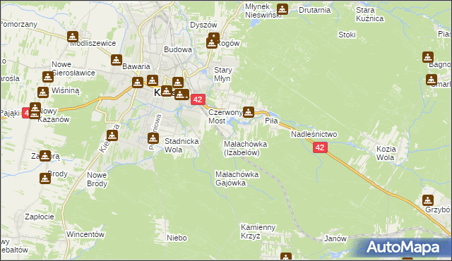 mapa Górny Młyn gmina Końskie, Górny Młyn gmina Końskie na mapie Targeo