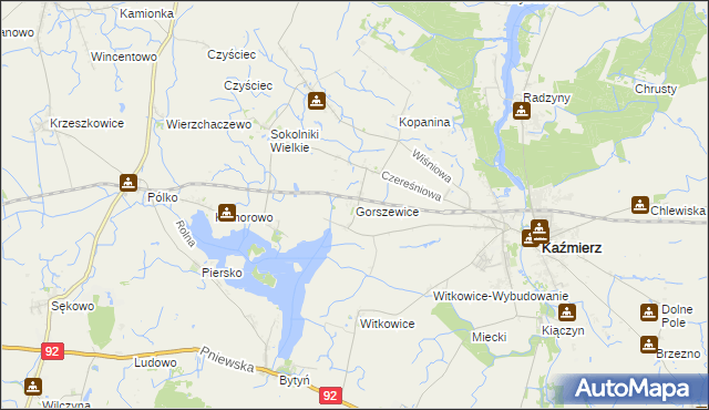 mapa Gorszewice, Gorszewice na mapie Targeo
