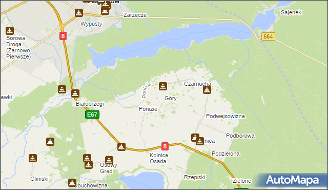 mapa Góry gmina Augustów, Góry gmina Augustów na mapie Targeo