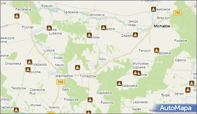 mapa Góry gmina Michałów, Góry gmina Michałów na mapie Targeo