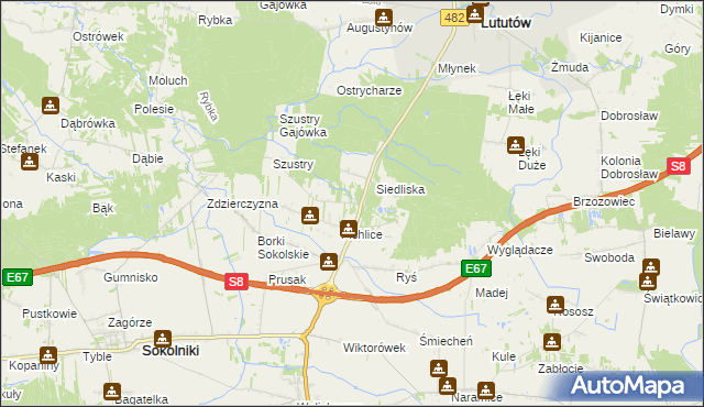 mapa Góry gmina Sokolniki, Góry gmina Sokolniki na mapie Targeo