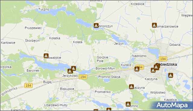 mapa Gorzkie Pole, Gorzkie Pole na mapie Targeo