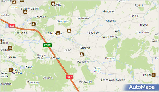 mapa Górzno powiat garwoliński, Górzno powiat garwoliński na mapie Targeo