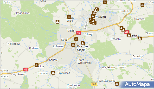 mapa Gorzów Śląski, Gorzów Śląski na mapie Targeo