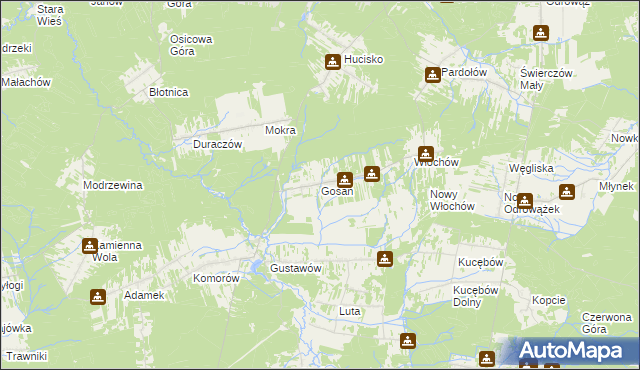 mapa Gosań, Gosań na mapie Targeo