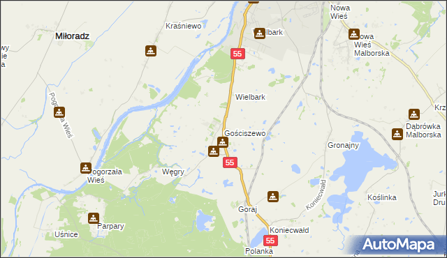 mapa Gościszewo, Gościszewo na mapie Targeo