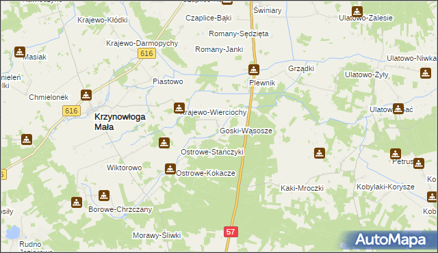 mapa Goski-Wąsosze, Goski-Wąsosze na mapie Targeo