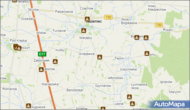 mapa Gośniewice gmina Jasieniec, Gośniewice gmina Jasieniec na mapie Targeo