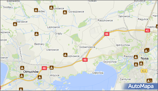 mapa Goświnowice, Goświnowice na mapie Targeo