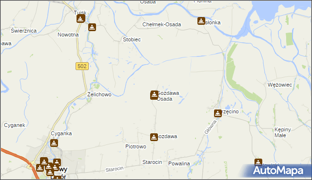 mapa Gozdawa Osada, Gozdawa Osada na mapie Targeo