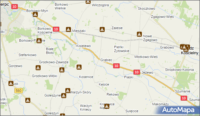 mapa Grąbiec, Grąbiec na mapie Targeo