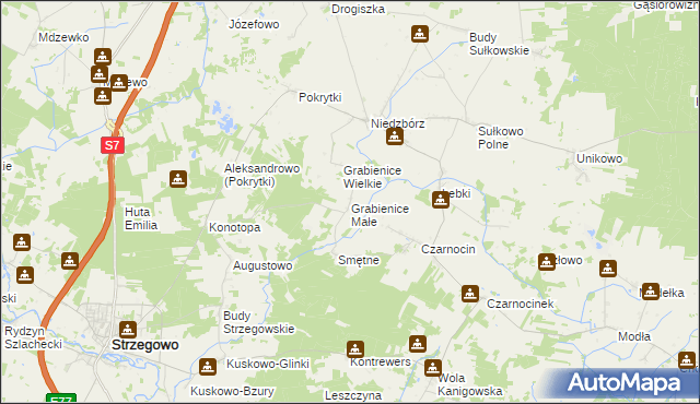 mapa Grabienice Małe, Grabienice Małe na mapie Targeo