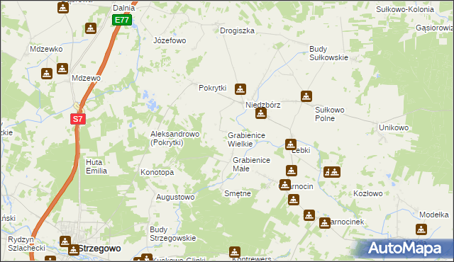 mapa Grabienice Wielkie, Grabienice Wielkie na mapie Targeo