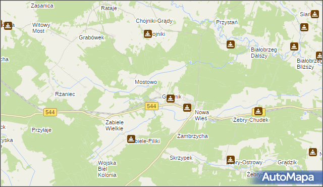 mapa Grabnik gmina Olszewo-Borki, Grabnik gmina Olszewo-Borki na mapie Targeo